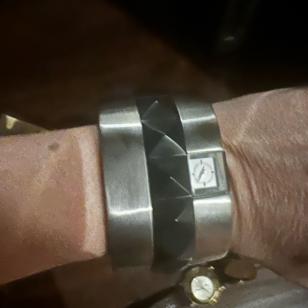 Silver and Black Wearable Tech Bracelet